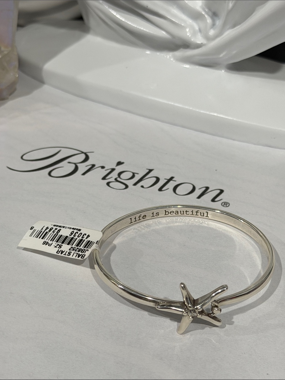 🆕🌊 Brighton VTG SLVR Bali Star bracelet with SWAROVSKI CRYSTAL Accents!